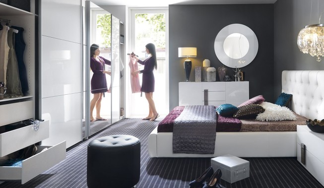 Sypialnia dla dwojga w stylu glamour