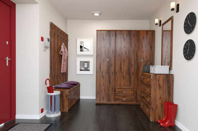 Black Red White, aranżacja przedpokoju, kolekcja mebli Indiana