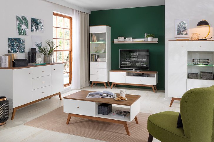 Dzięki półce i szufladzie ławy Heda pomieścisz pilot czy gazetę