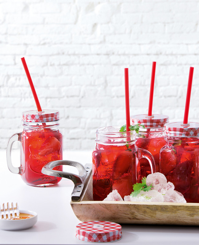 Black Red White, słoik z pokrywą i słomką czerwony Jazz, 6,99 zł