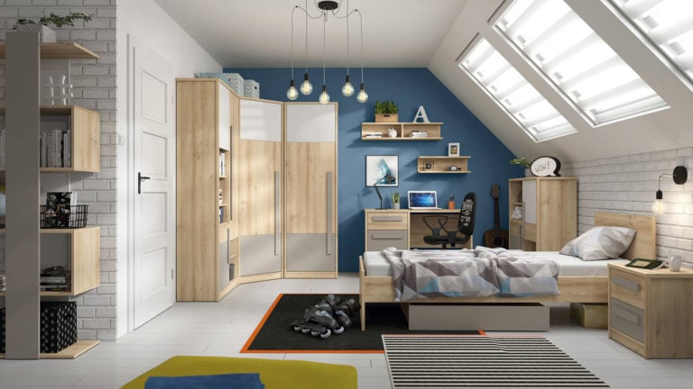 Półotwarty regał do pokoju młodzieżowego z kolekcji mebli Namek