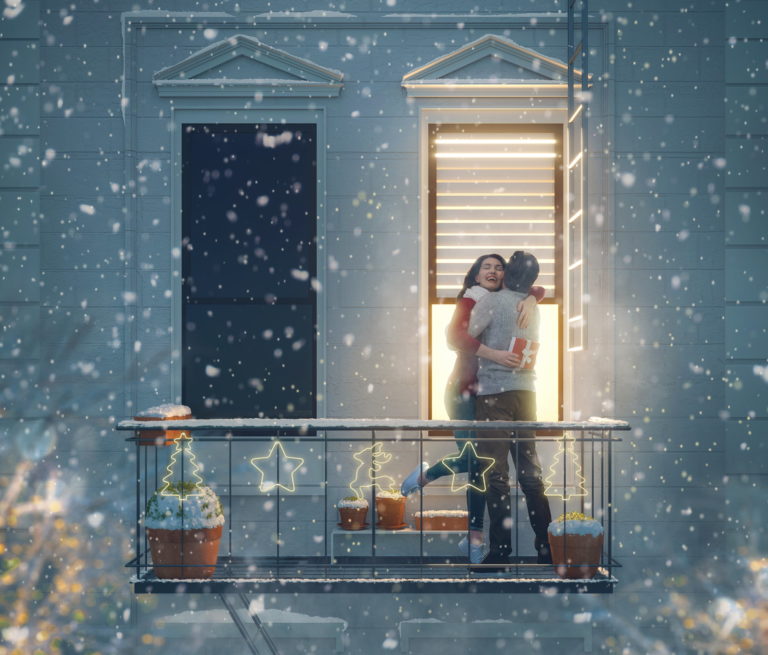 dekoracje świąteczne na balkonie