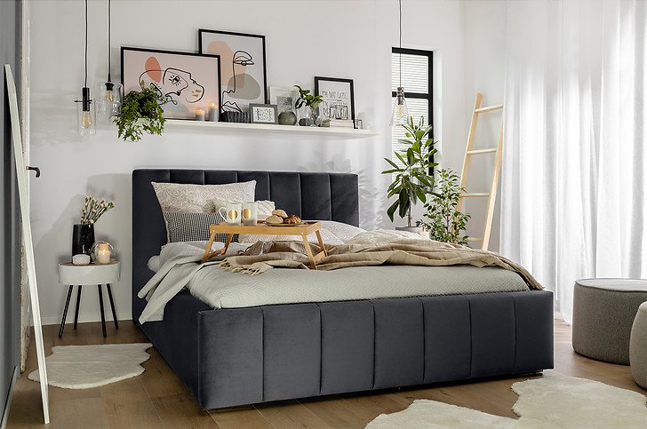 Łóżko Allos z tapicerowanym zagłówkiem 