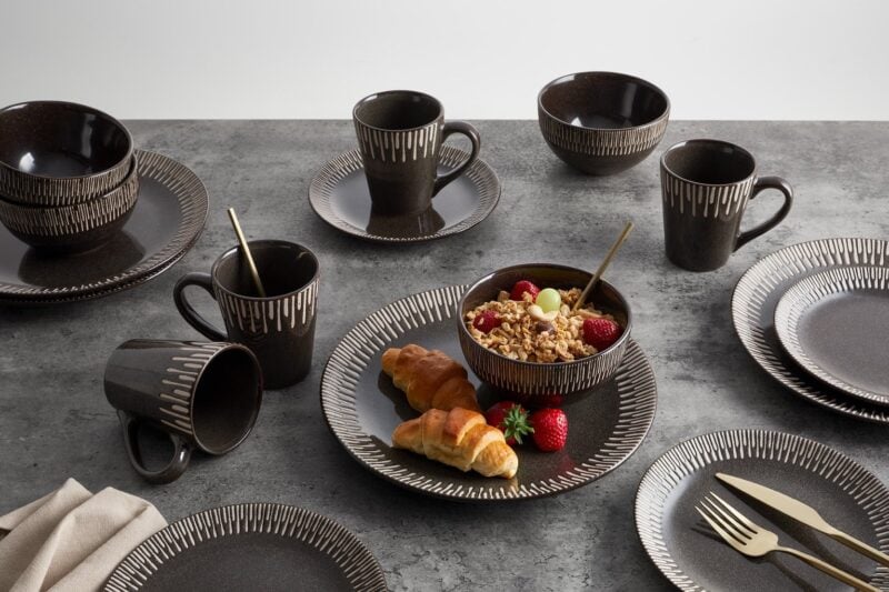 Komplet obiadowy ceramiczny Elroy Grey 16 el.