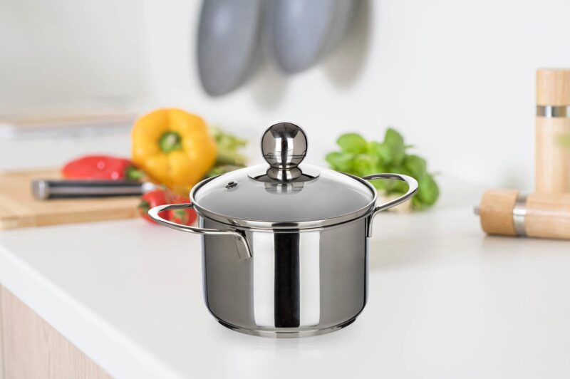 Garnek z pokrywką Piccolo stal nierdzewna 0,85 l srebrny