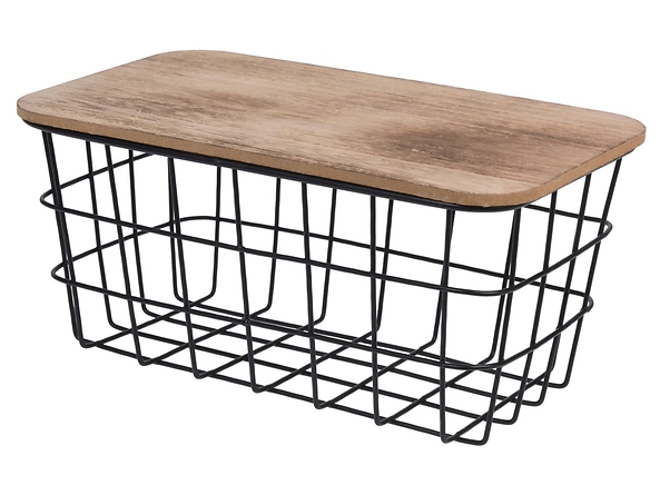 Kosz z drewnianą przykrywką