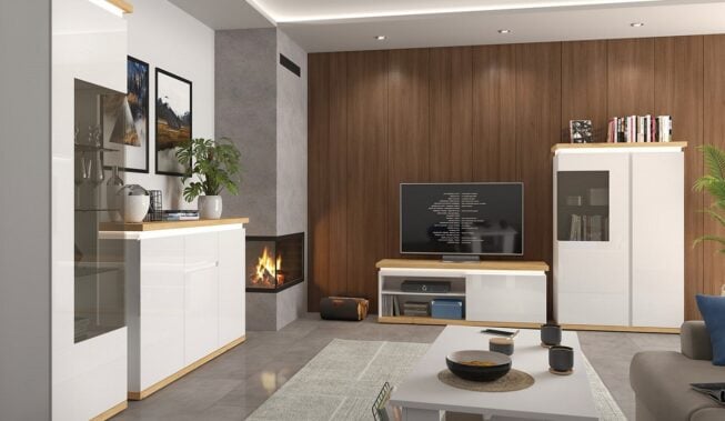 Jak urządzić salon z kominkiem i telewizorem?