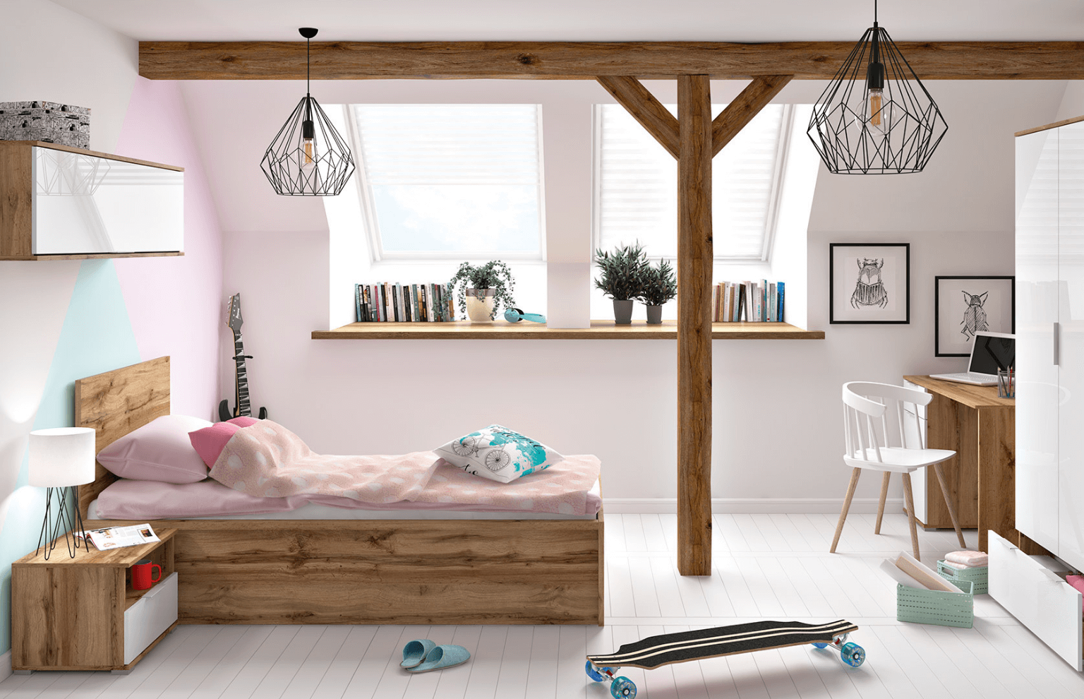 jak urządzić pokój młodzieżowy na poddaszu