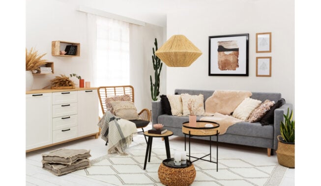 Salon w stylu scandi boho – wnętrza, które inspirują!