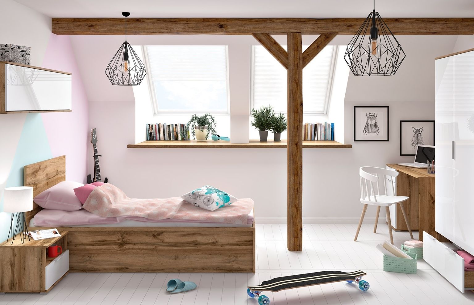 pokój dla młodzieży w stylu glamour