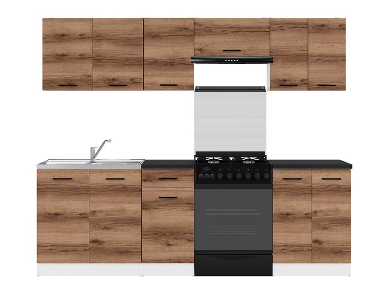 Komplet kuchenny Junona Line 240 cm z blatem dąb delano ciemny