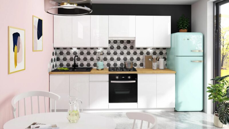 Komplet kuchenny Sole 260 cm biały połysk