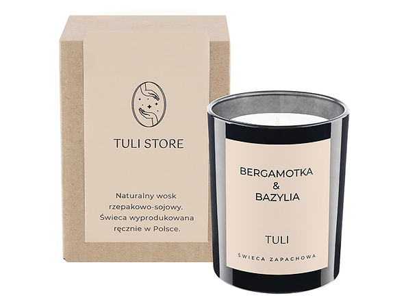 Świeca zapachowa Tuli: bergamotka i bazylia