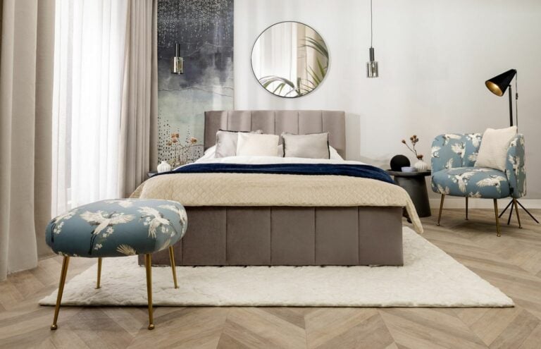 nowoczesna sypialnia w stylu glamour
