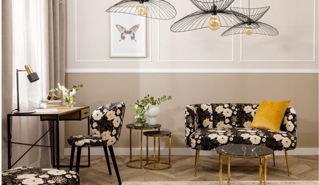 Przytulny salon glamour – aranżacje