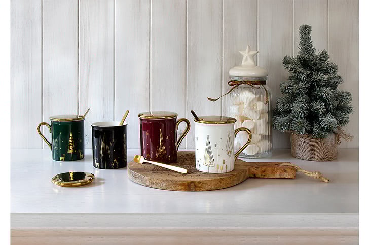 Kubek bordowy Gold Tree