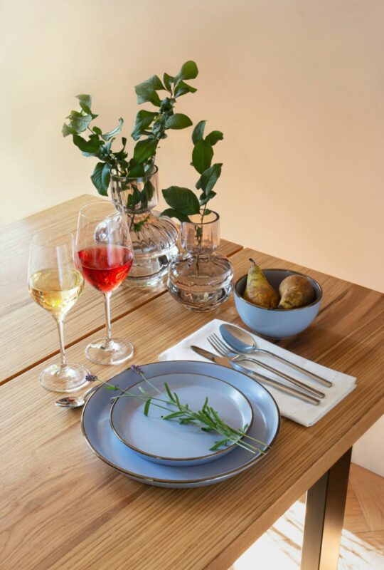 Komplet obiadowy i kieliszki