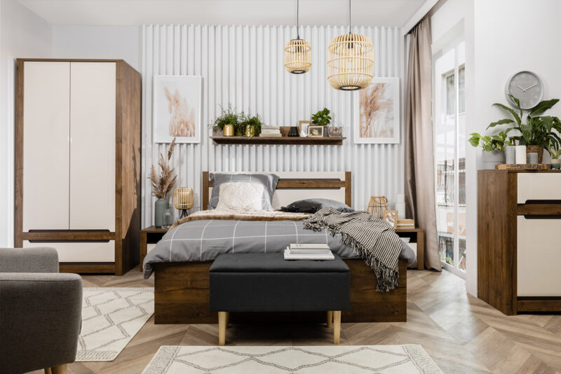 Lamele na ścianie w sypialni - kolekcja Ruso