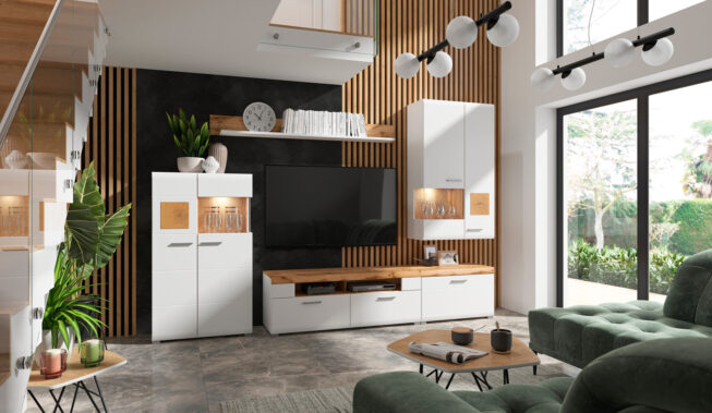 Czarna ściana za telewizorem – salon z charakterem!