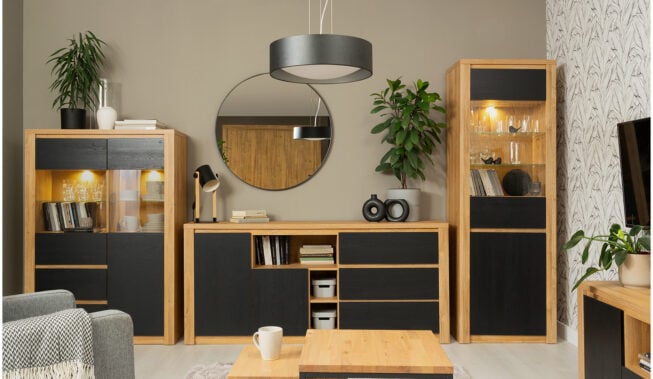 Nowoczesne aranżacje salonu z Black Red White