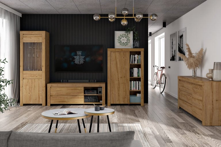 Salon z czarną ścianą Holten