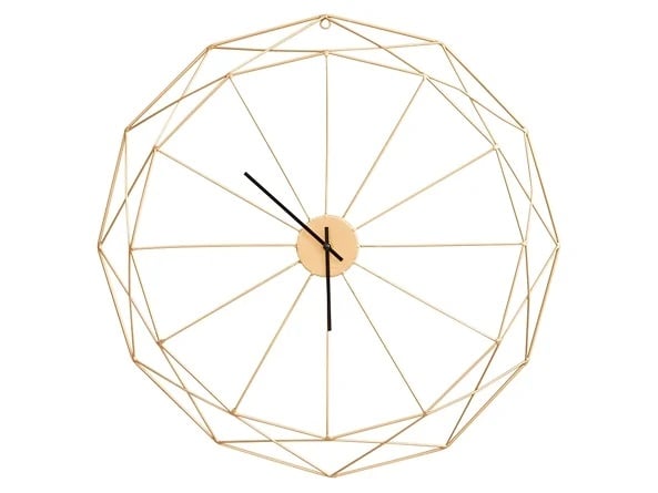 Zegar ścienny metalowy złoty