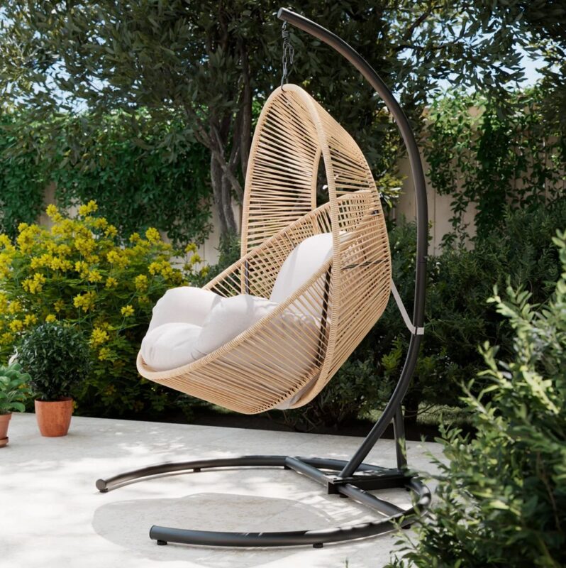 Fotel ogrodowy podwieszany z technorattanu Alicante z poduszką