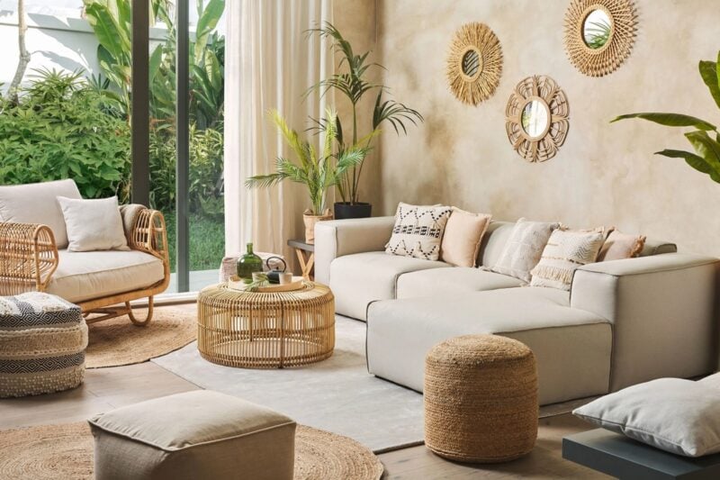 Aranżacja ganku - fotel z naturalnego rattanu