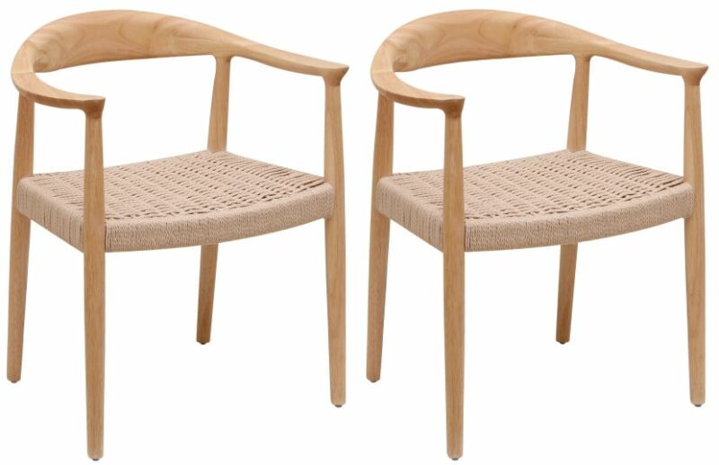 Zestaw 2 krzeseł z litego drewna