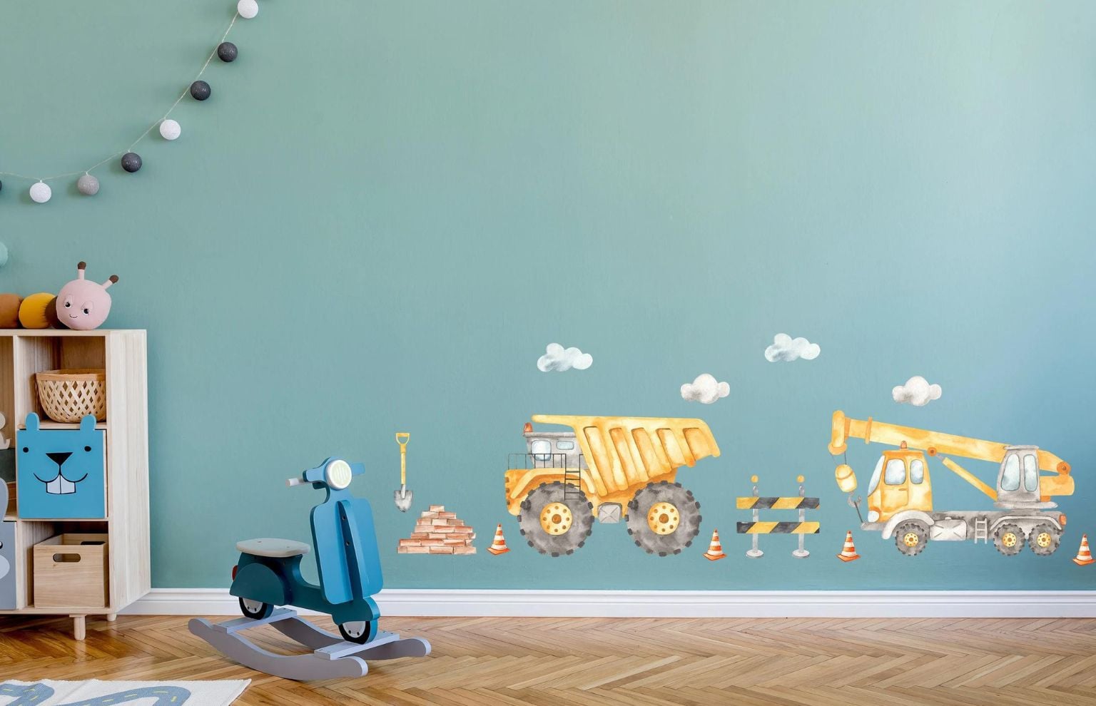 naklejki ścienne akwarelowe maszyny budowlane zestaw