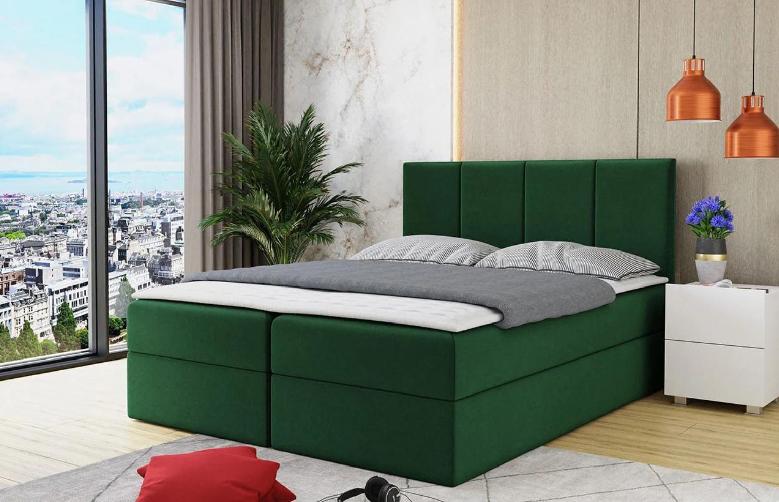 łóżko butelkowa zieleń rebos
