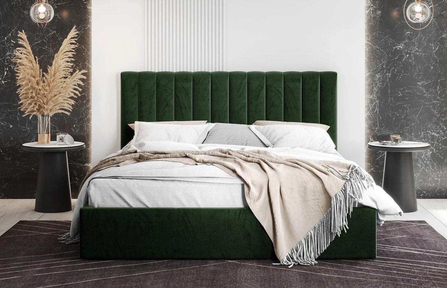 łóżko butelkowa zieleń cosmo