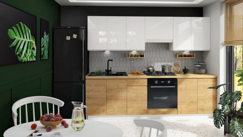 Kuchnia Family Line Sole biały alpejski/dąb arlington - aranżacja