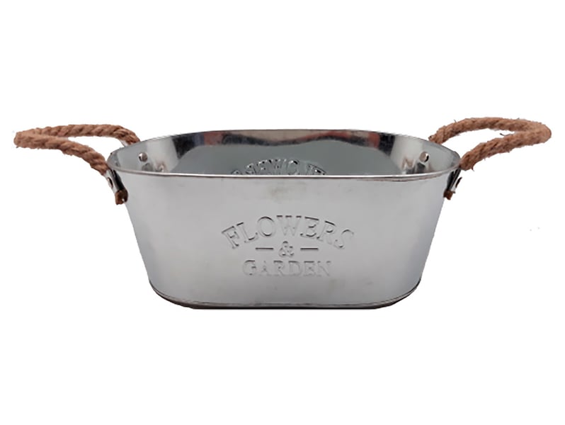 Doniczka metalowa owalna z uchwytami