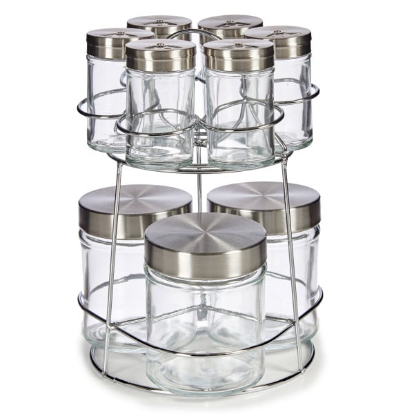 Metalowy stojak na przyprawy Nivan z pojemniczkami