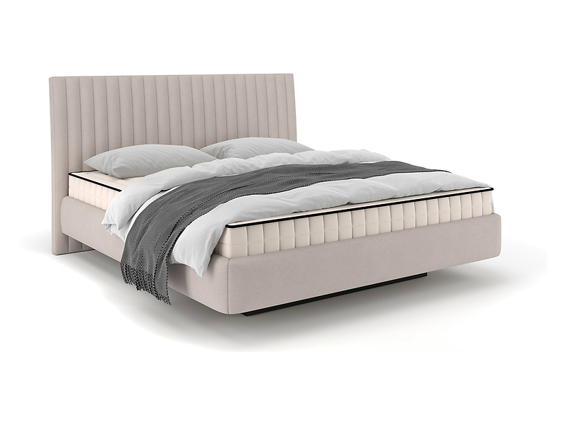 Łóżko tapicerowane Pedro beżowe z pojemnikiem