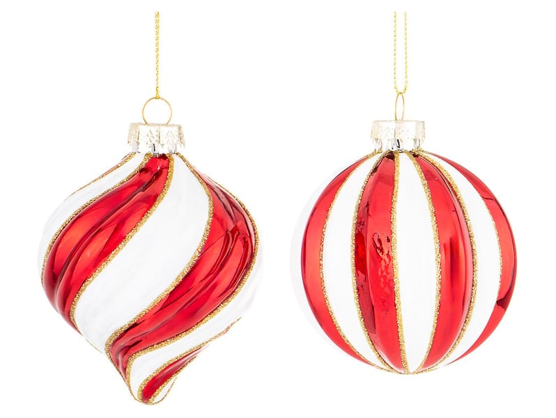 Komplet 2 bombek dekoracyjnych szklanych