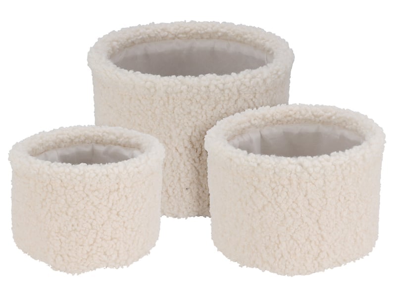 Zestaw 3 koszyków Teddy białych