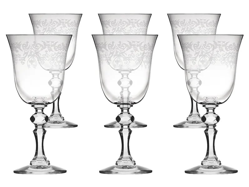 Komplet zdobionych kieliszków do czerwonego wina