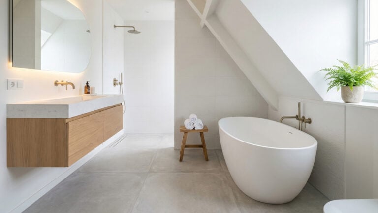 Łazienka na poddaszu z wanną