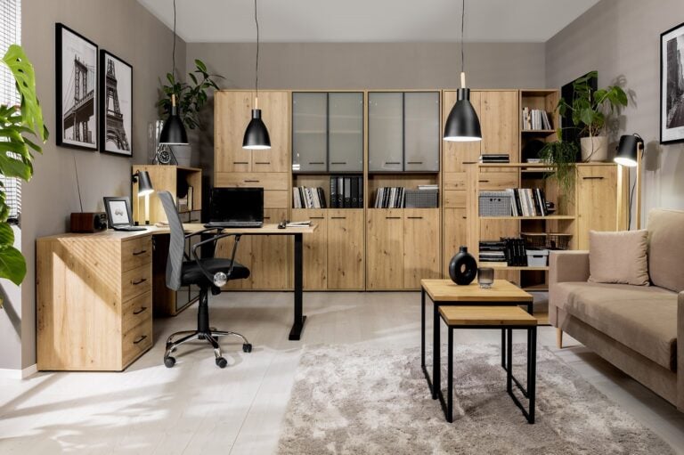 Biurko narożne Space Office - aranżacja biura w stylu industrialnym