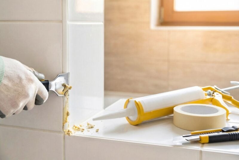 Usuwanie silikonu z płytek - aranżacja łazienki