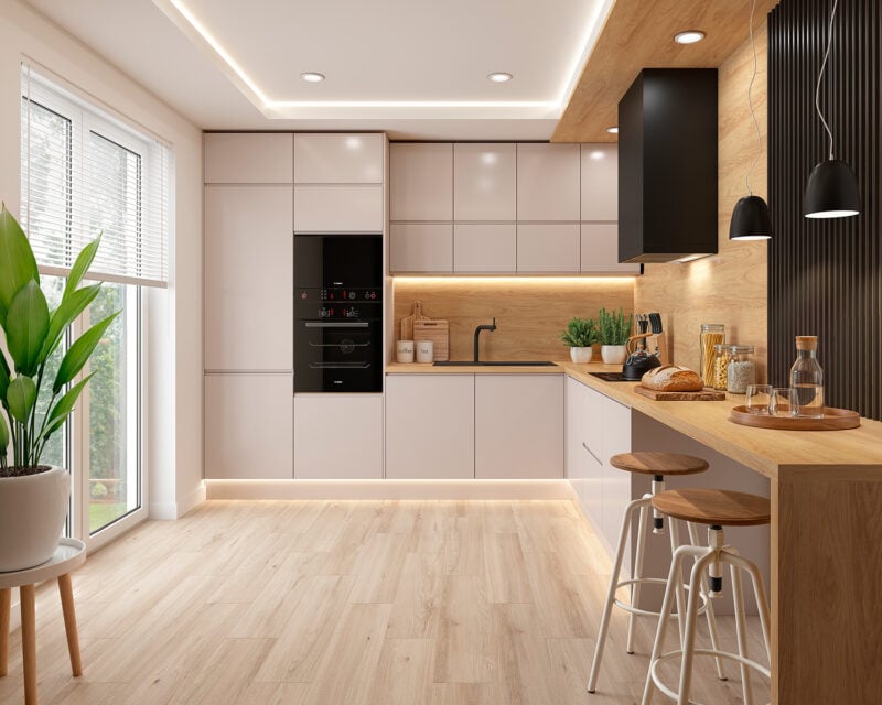 Kuchnia Capital - 38th Elysee Avenue z frontami w kolorze kaszmir - aranżacja