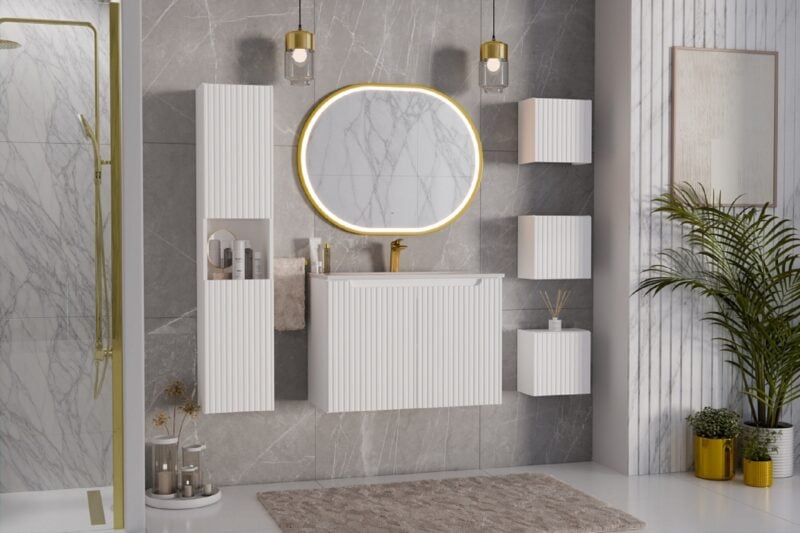 Szafka łazienkowa z koszem Nova White