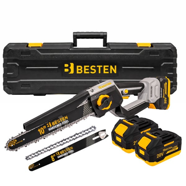 Piła łańcuchowa pilarka BESTEN 20V 8"/10" bezszczotkowa 2x4Ah do gałęzi