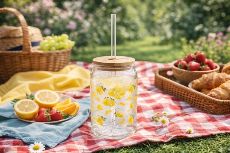 Szklanka ze słomką do napojów Citrini 450 ml