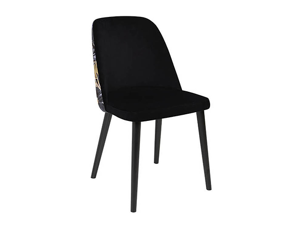 krzesło Aka, Wybarwienie drewna czarny, Tkanina Print Monstera 02 Gold Black, 135560