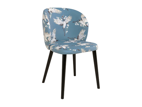 krzesło Clo, Wybarwienie drewna czarny, Tkanina Print Żurawie 0260-007-80/P2 White Blue, 159521