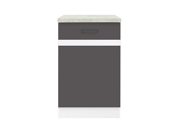 szafka dolna Junona Line, Kolor korpusów biały, Kolor frontów szary wolfram/biały połysk, Kolor blatu beton, 120957