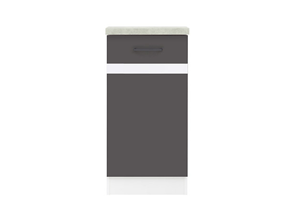szafka dolna Junona Line, Kolor korpusów biały, Kolor frontów szary wolfram/biały połysk, Kolor blatu beton, 120959